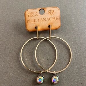Pink Panache Old Gold AB Crystal Hoop Earrings